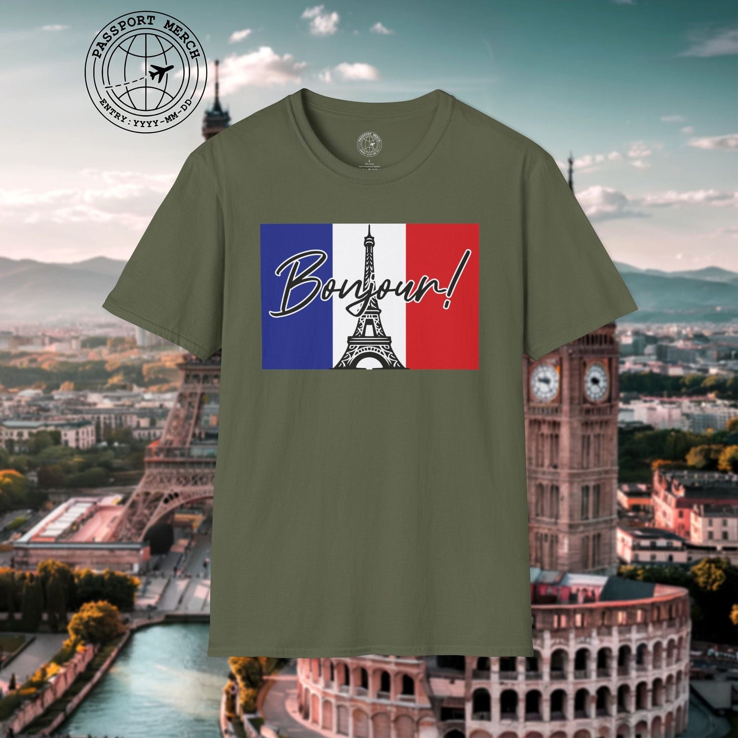Bonjour Eiffel Tower Paris France T-Shirt