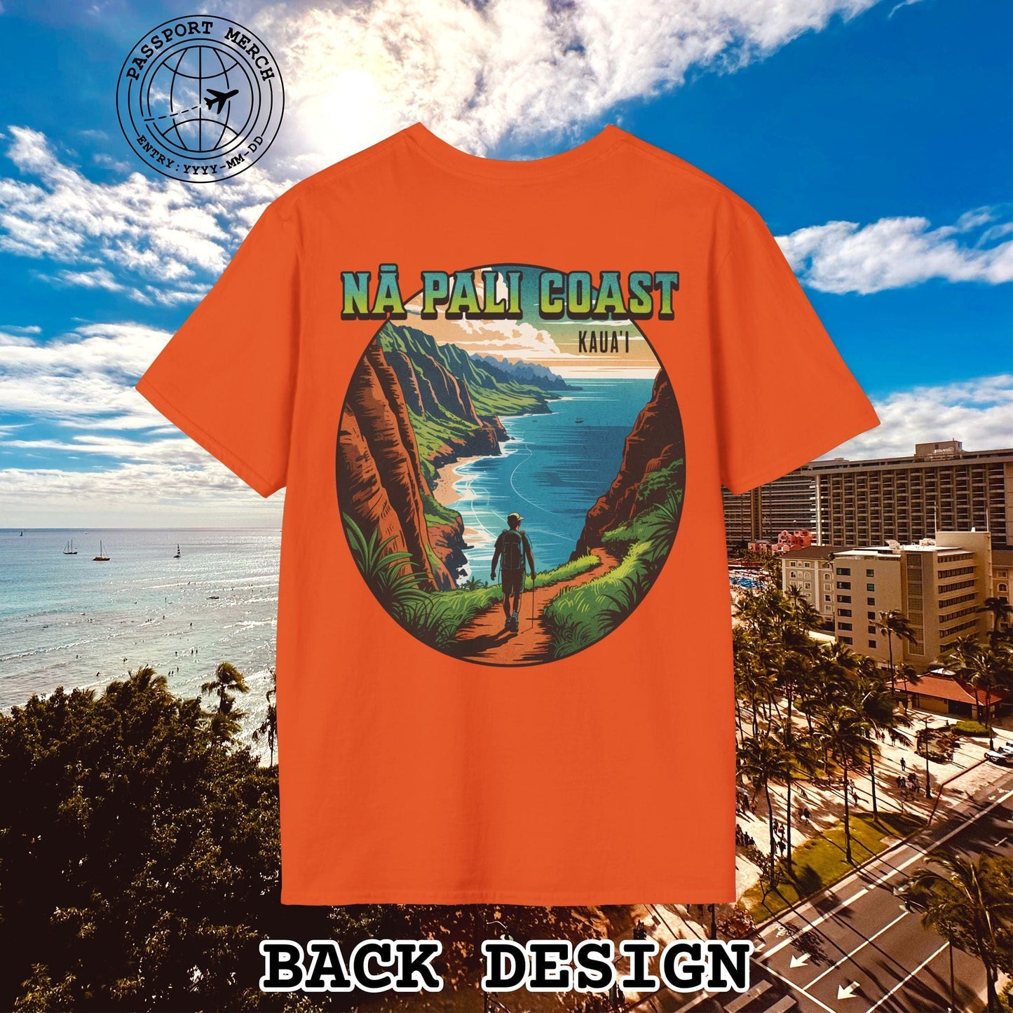 Napali Coast, Kauai, Hawaii, Back Print T-Shirt