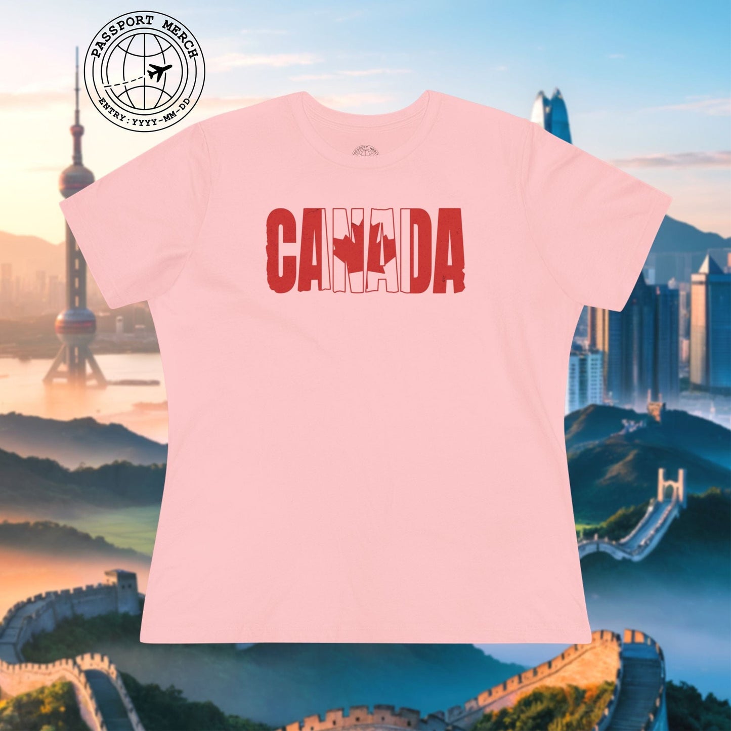 Vintage Canada Patriotism Letter Flag, Womens Fit T-Shirt