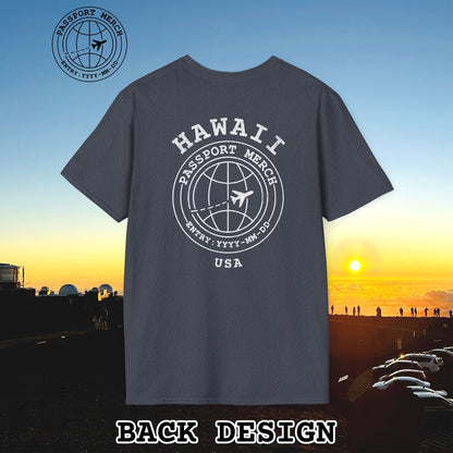 Brand Passport Stamp, Hawaii, Back Print T-Shirt