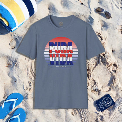 Pura Vida Patriotism Costa Rica Letter Flag T-Shirt