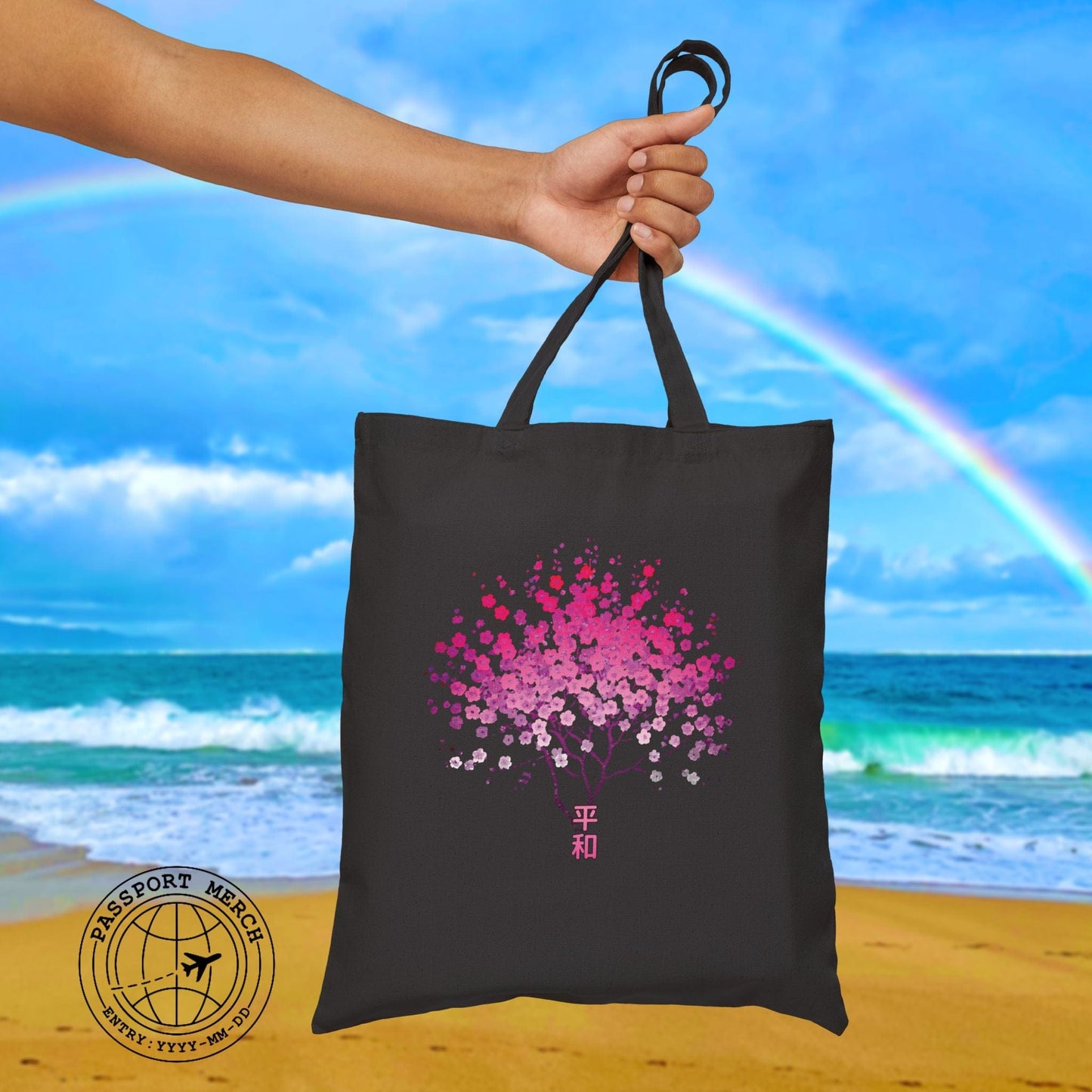 Cherry Blossoms Growing from Peace Japan Tote Bag