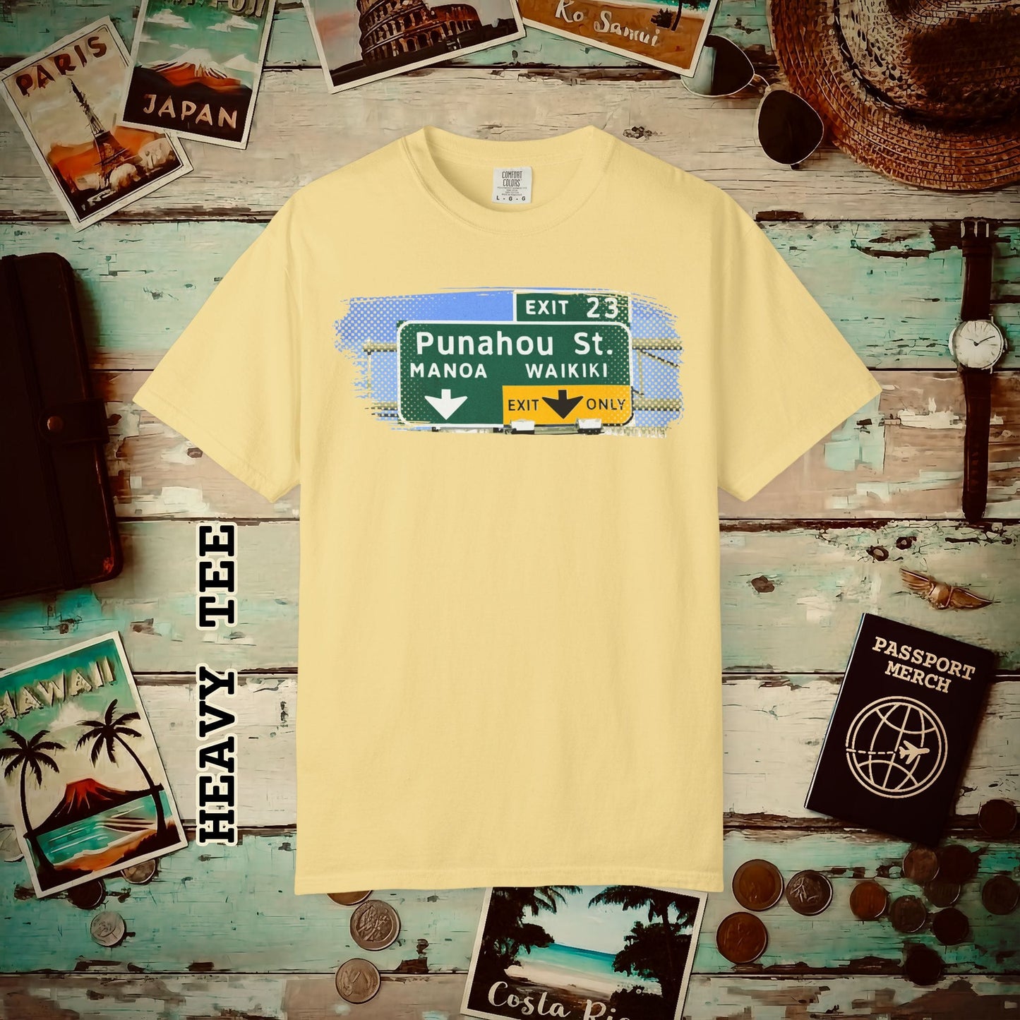Signs of Wanderlust, Waikiki, Exit Only, Hawaii Heavy Tee