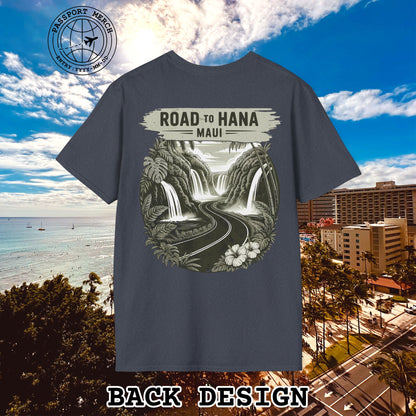 Vintage Road to Hana, Maui, Hawaii, Back Print T-Shirt