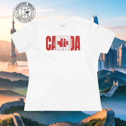 Vintage Canada Patriotism Letter Flag, Womens Fit T-Shirt