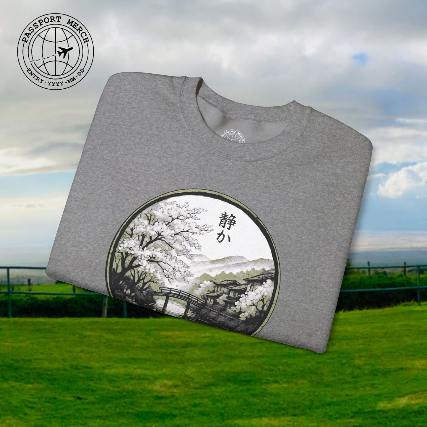 Monochrome Shizuka (Tranquil), Japan Crewneck