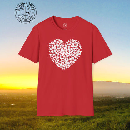 Valentine's Hawaiian Plumeria Heart T-Shirt
