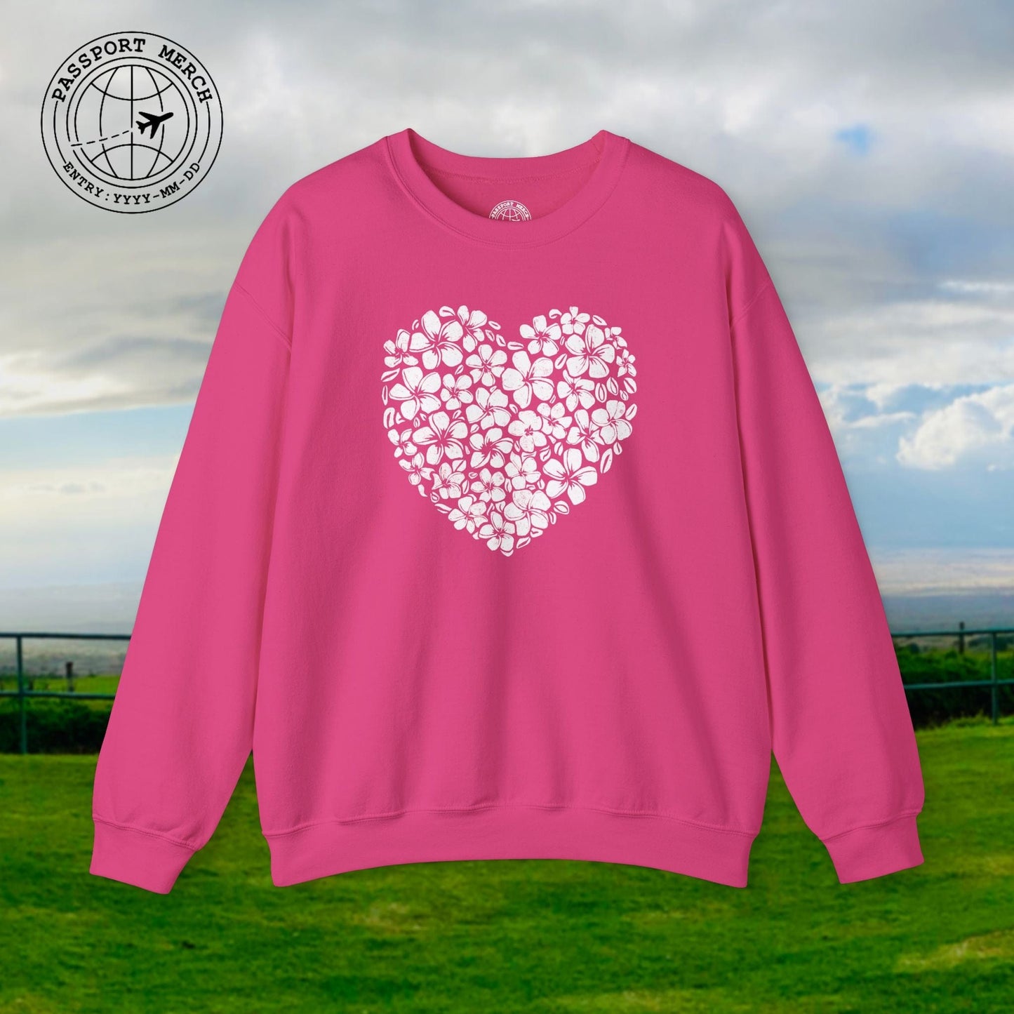 Valentine's Hawaiian Plumeria Heart Crewneck