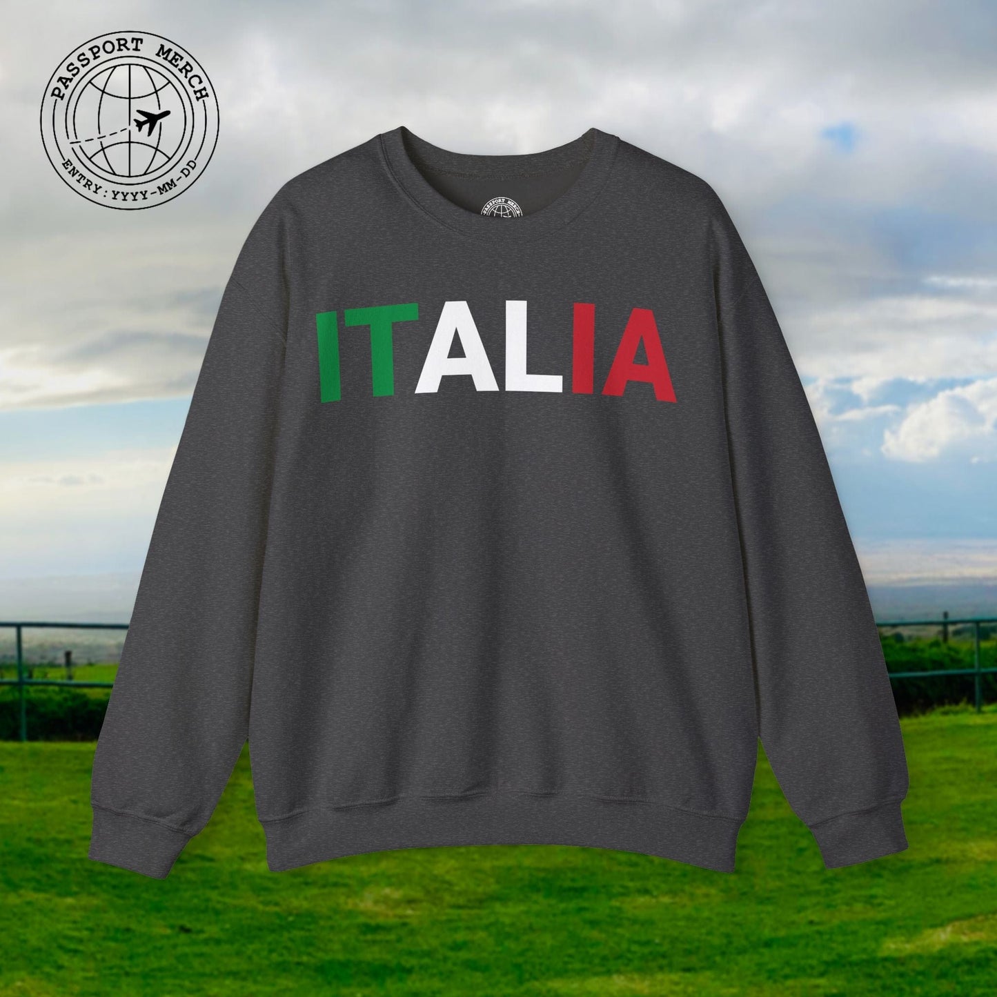 Italia Patriotism Italy Letter Flag Crewneck