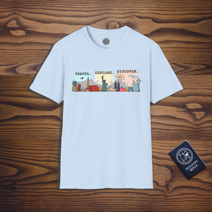 Travel. Explore. Discover. (Homepage Hero v1) T-Shirt