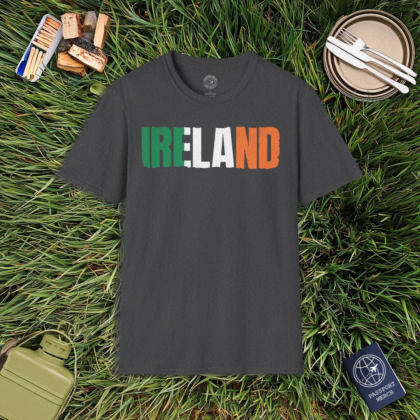 Vintage Ireland Patriotism Letter Flag T-Shirt