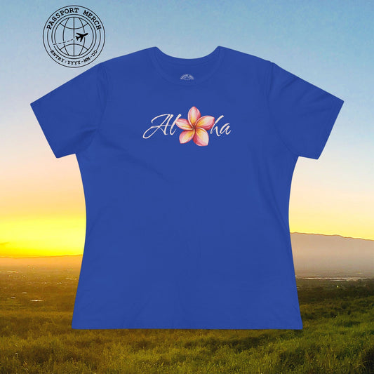 Aloha Watercolor Plumeria, Hawaii, Womens Fit T-Shirt