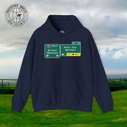 Signs of Wanderlust, Pearl City/Waimalu Exit 10, Hawaii Hoodie