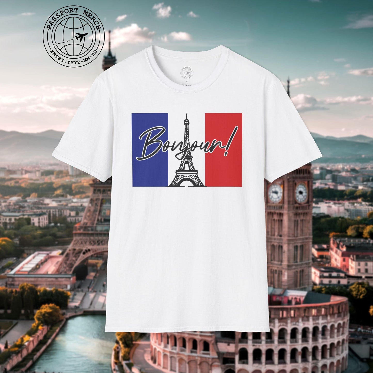 Bonjour Eiffel Tower Paris France T-Shirt