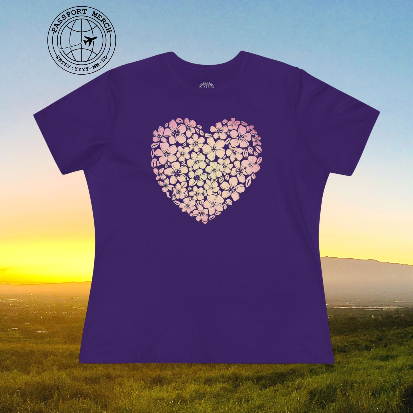 Hawaiian Plumeria Heart, Womens Fit T-Shirt