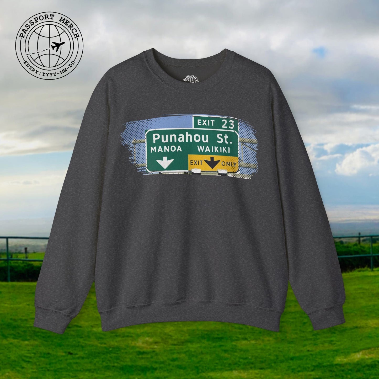 Signs of Wanderlust, Waikiki, Exit Only, Hawaii Crewneck