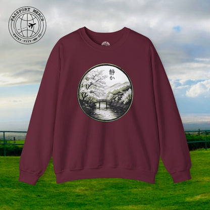 Monochrome Shizuka (Tranquil), Japan Crewneck