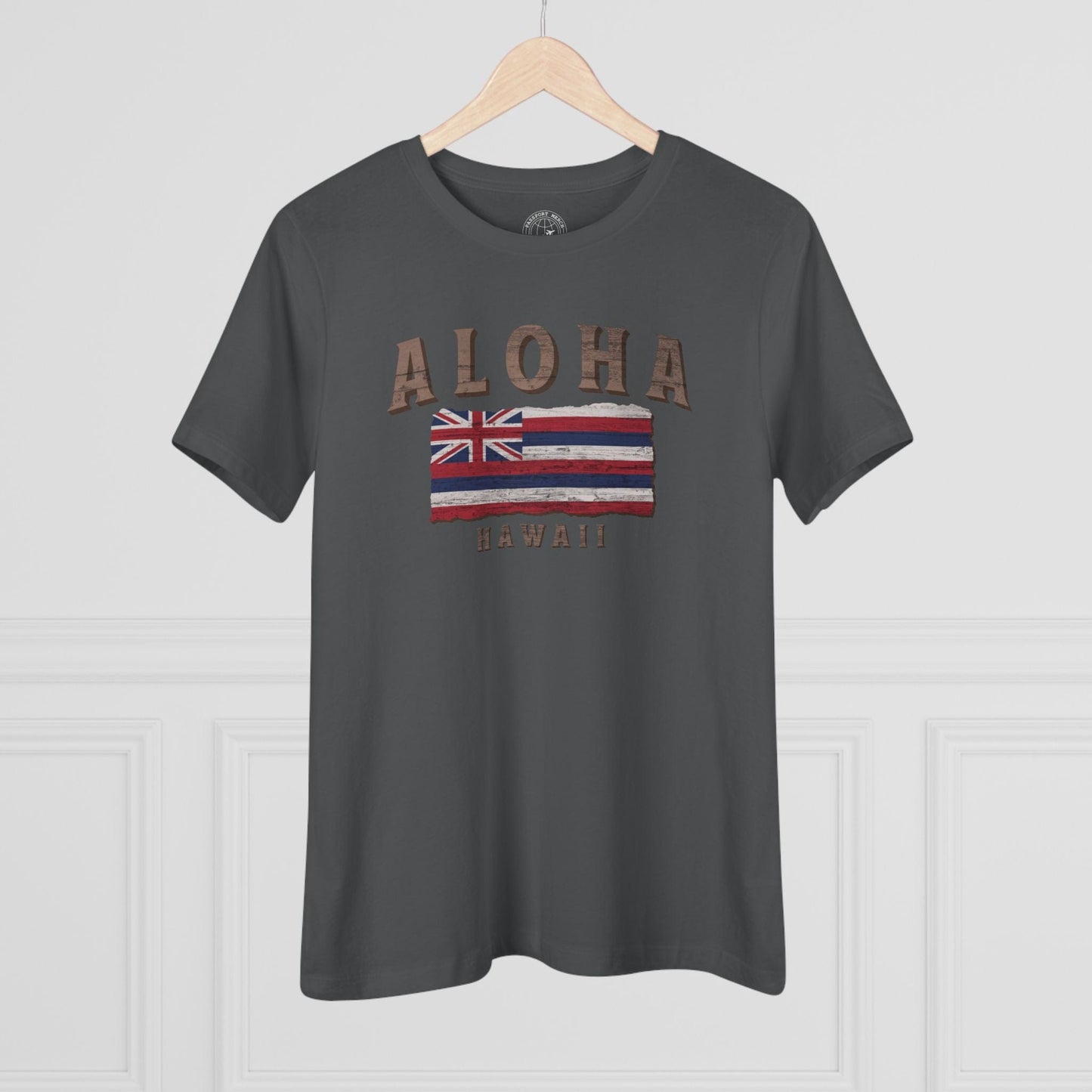 Koa Wood Aloha Hawaiian Flag, Womens Fit T-Shirt
