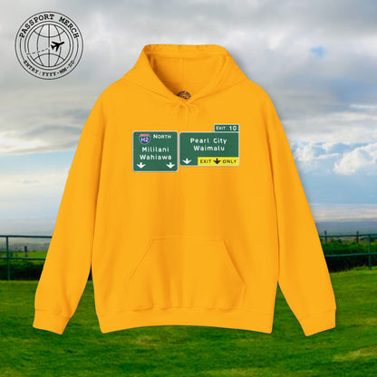 Signs of Wanderlust, Pearl City/Waimalu Exit 10, Hawaii Hoodie