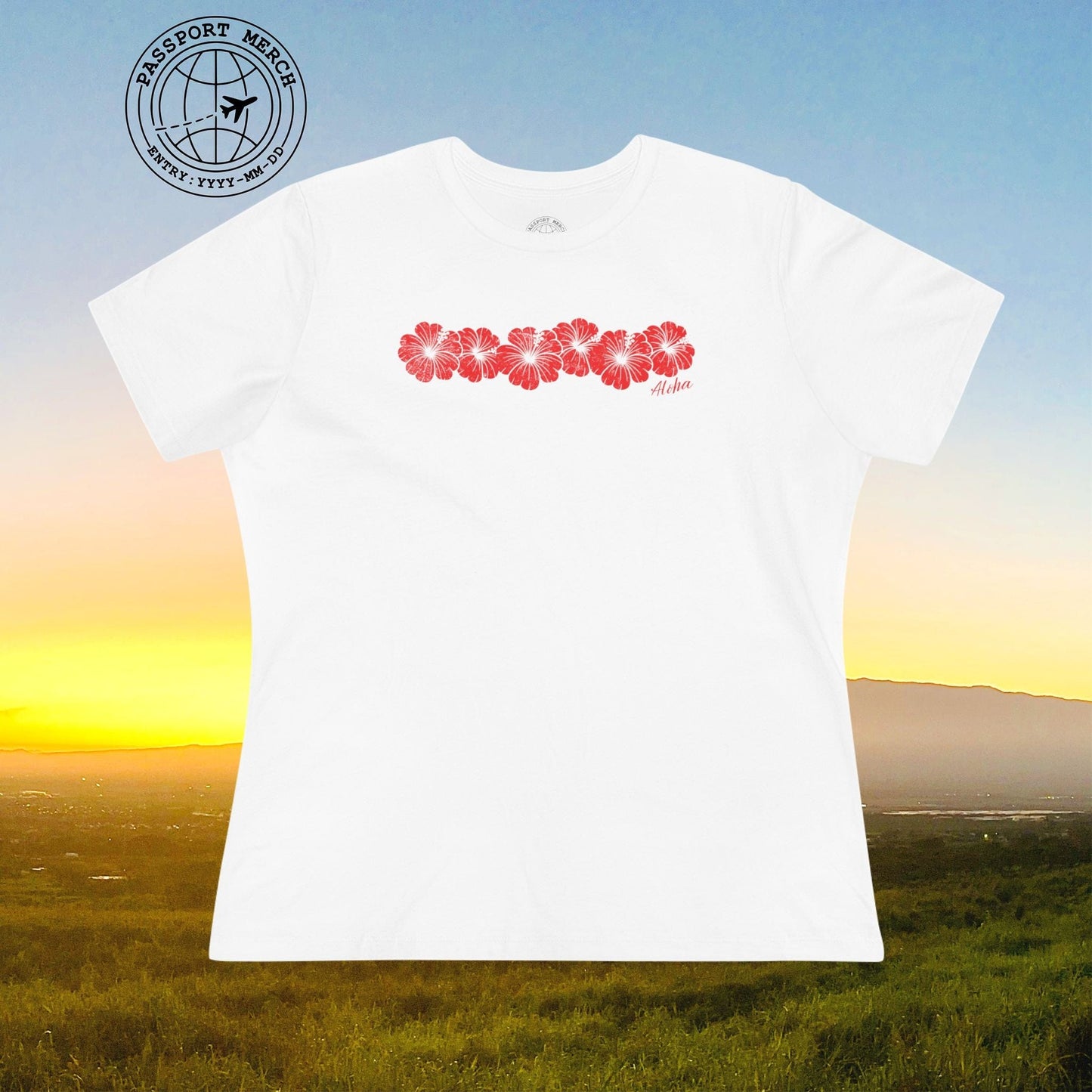 Monochrome Hibiscus, Hawaii, Womens Fit T-Shirt