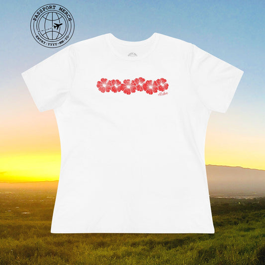 Monochrome Hibiscus, Hawaii, Womens Fit T-Shirt