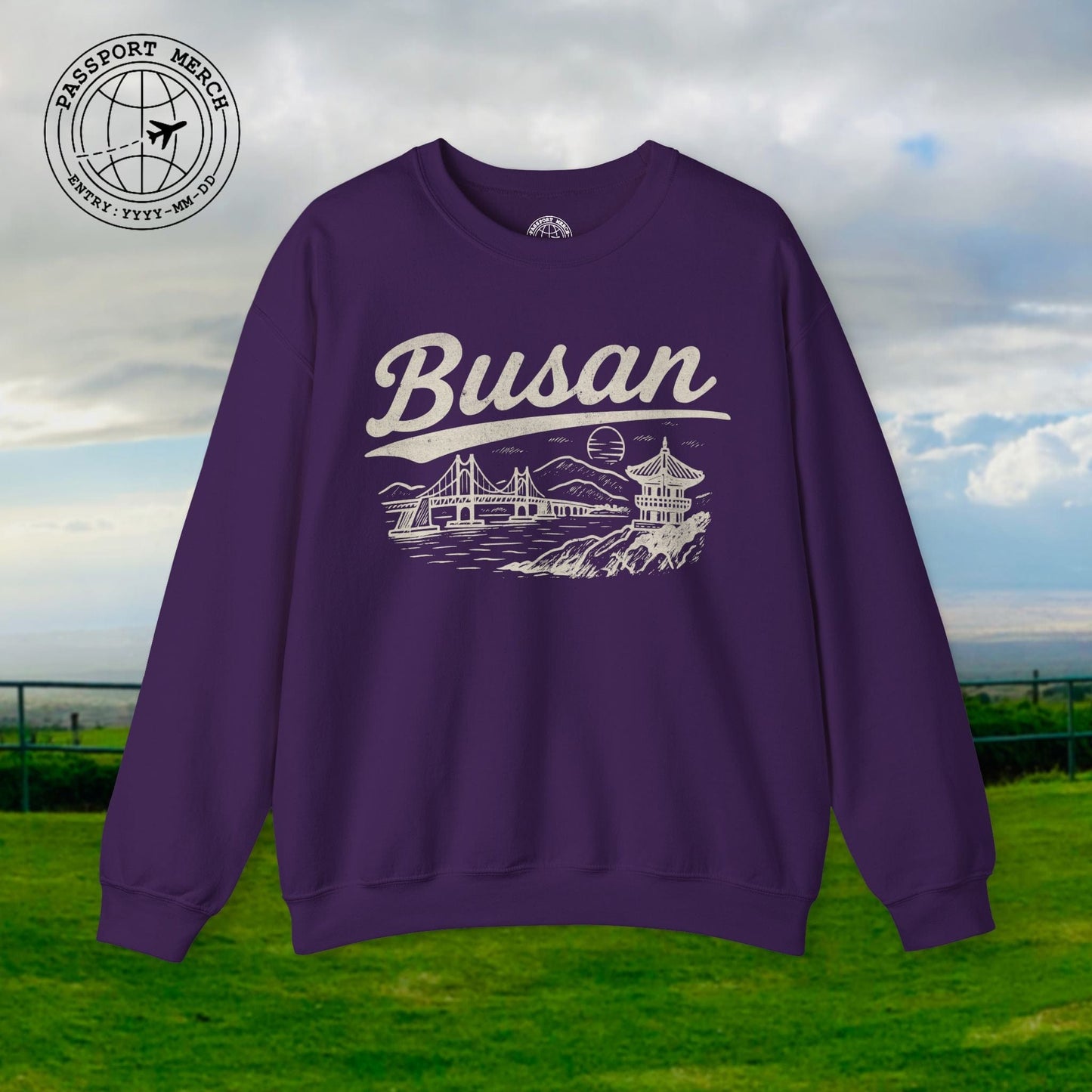 Monochrome Dreams of Busan Korea Crewneck
