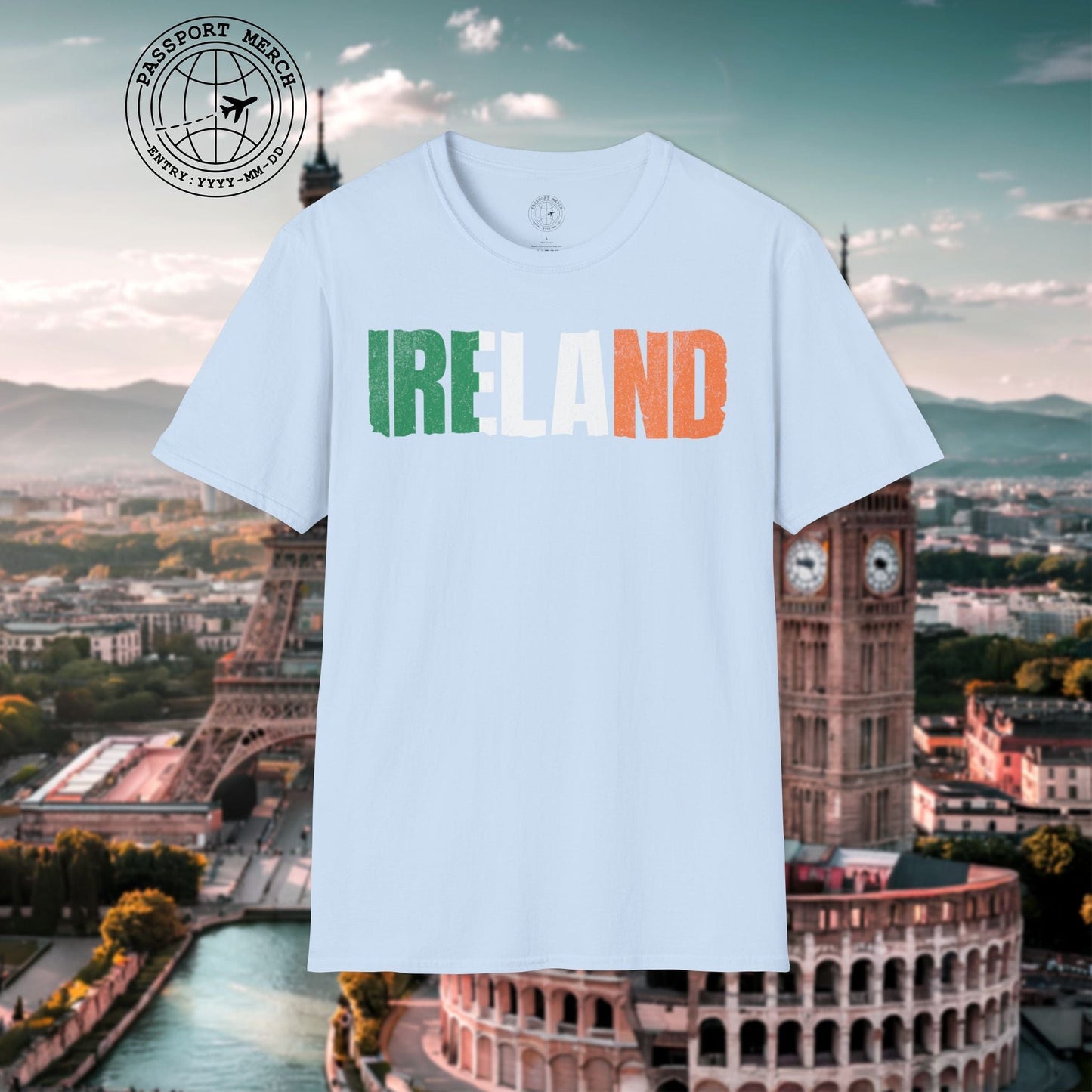 Vintage Ireland Patriotism Letter Flag T-Shirt