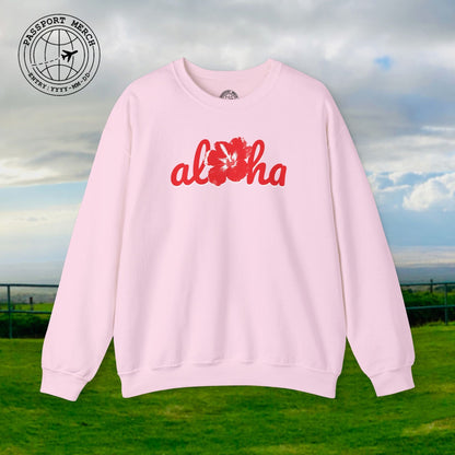 Valentine's Red Aloha Hibiscus, Hawaii Crewneck