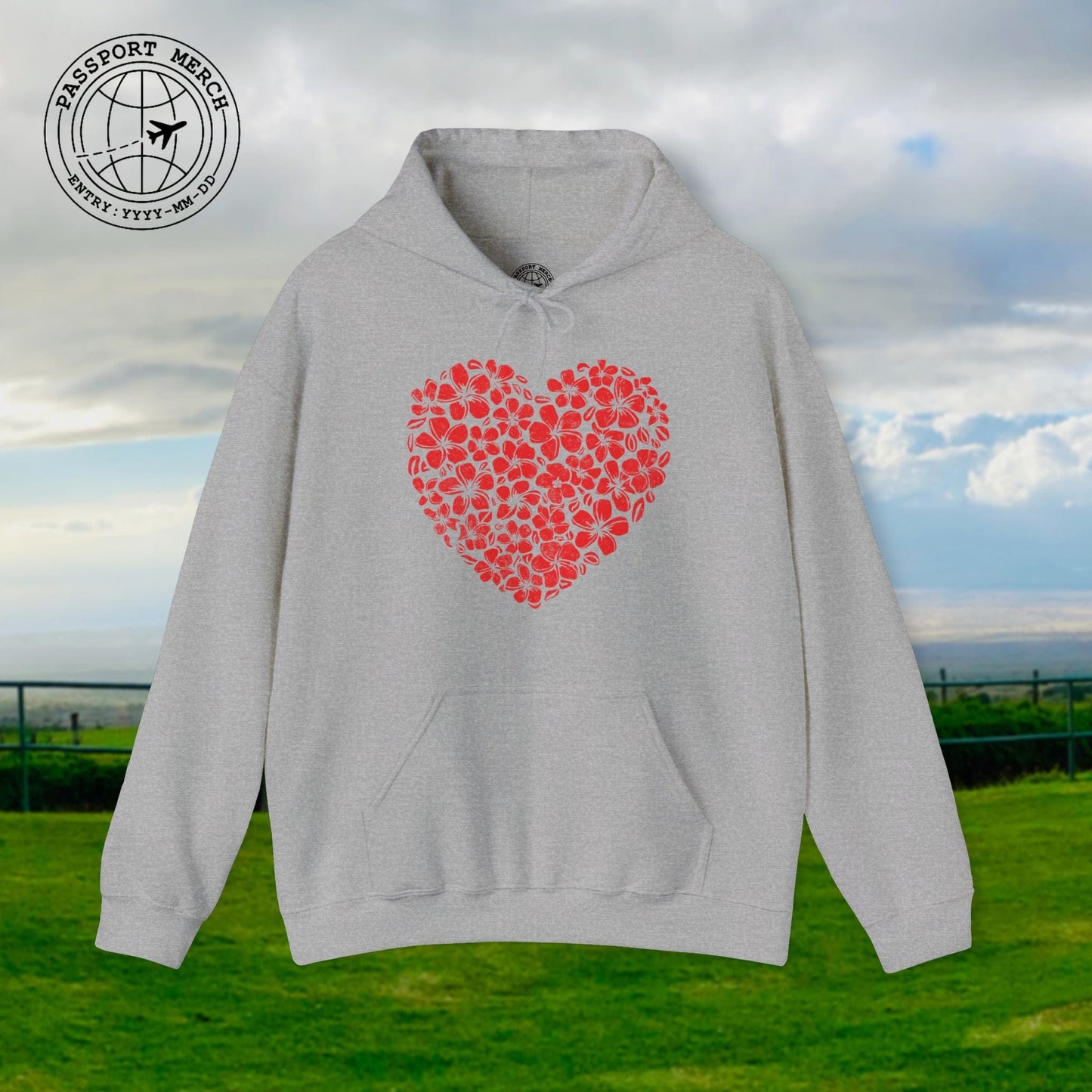 Valentine's Hawaiian Plumeria Heart Hoodie