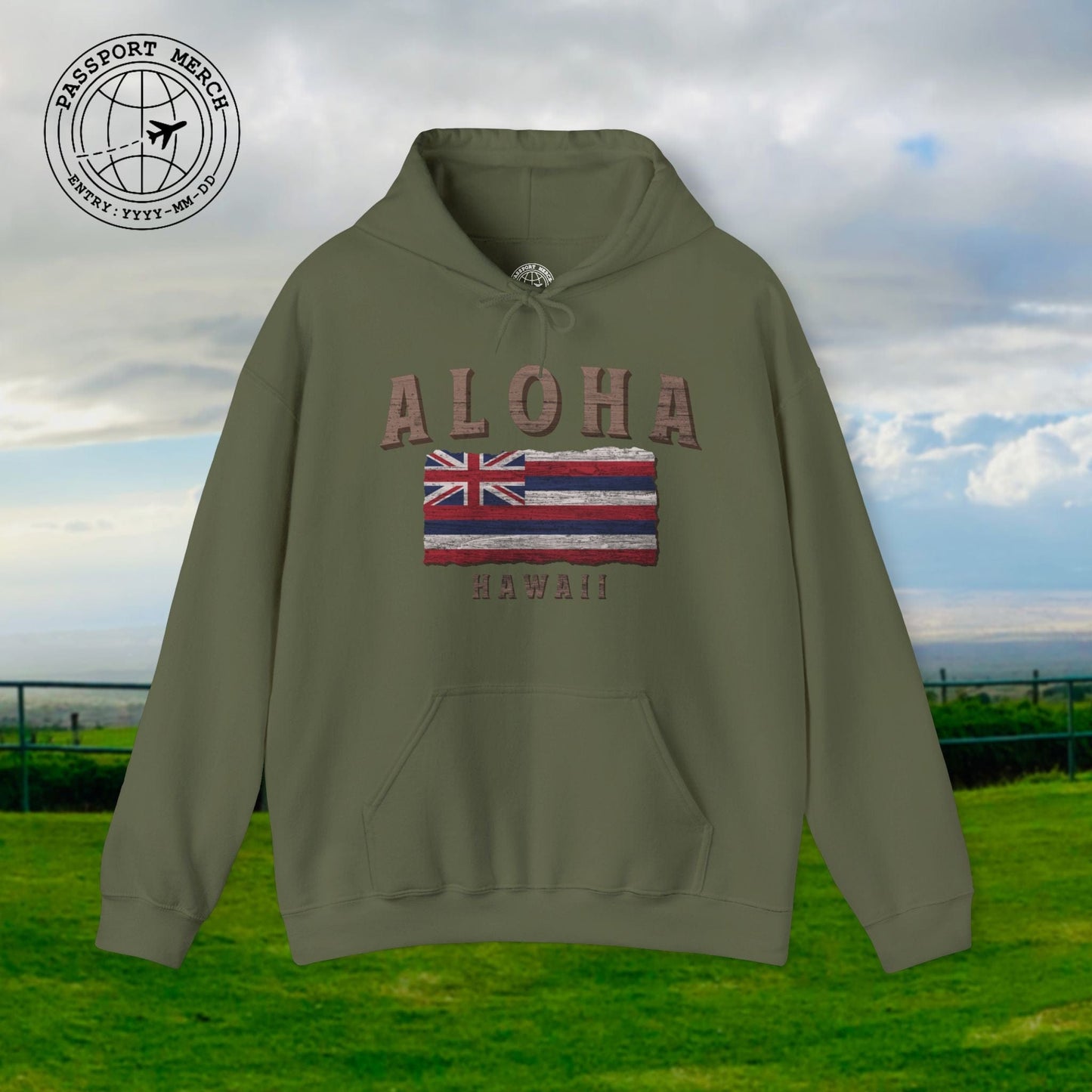 Koa Wood Aloha Hawaiian Flag Hoodie