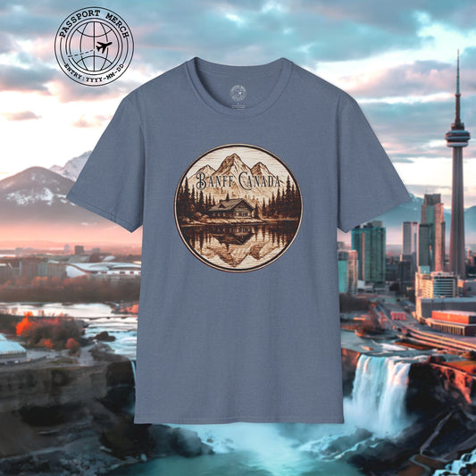 Wood Burned Badge, Banff Canada T-Shirt