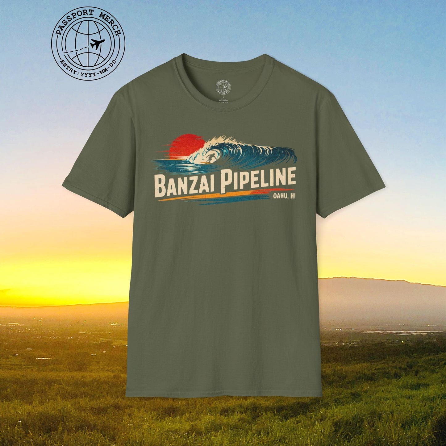 Banzai Pipeline, Oahu, Hawaii - Vibrant Surf Retro T-Shirt