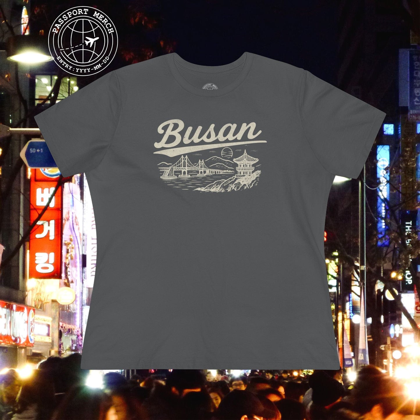 Monochrome Dreams of Busan Korea, Womens Fit T-Shirt