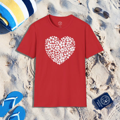 Valentine's Hawaiian Plumeria Heart T-Shirt