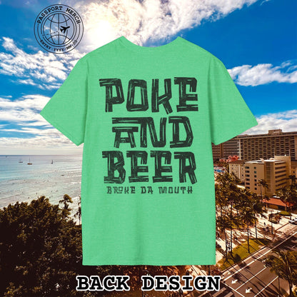 Poke and Beer, Hawaii, Back Print T-Shirt
