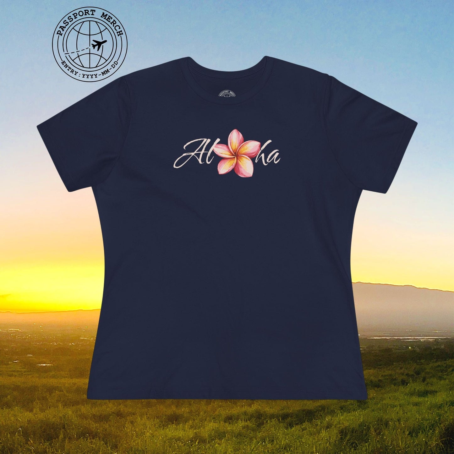 Aloha Watercolor Plumeria, Hawaii, Womens Fit T-Shirt