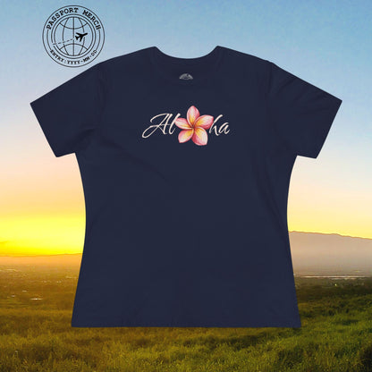 Aloha Watercolor Plumeria, Hawaii, Womens Fit T-Shirt