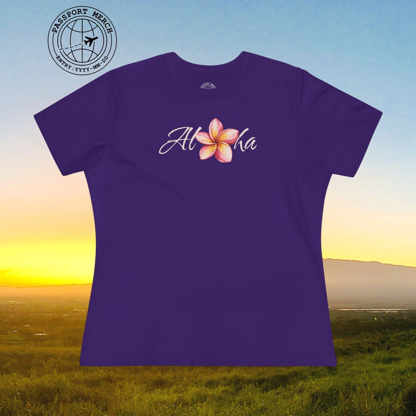 Aloha Watercolor Plumeria, Hawaii, Womens Fit T-Shirt