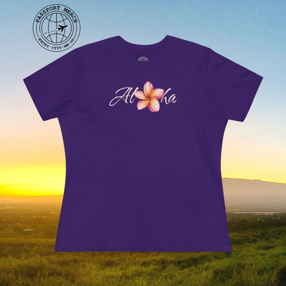 Aloha Watercolor Plumeria, Hawaii, Womens Fit T-Shirt
