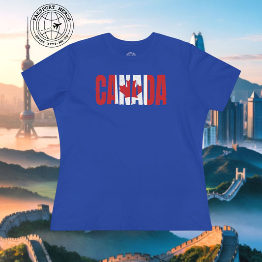 Vintage Canada Patriotism Letter Flag, Womens Fit T-Shirt