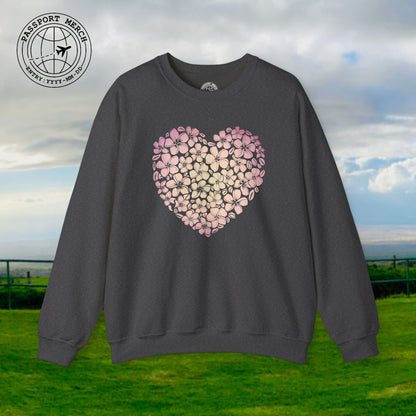 Hawaiian Plumeria Heart Crewneck