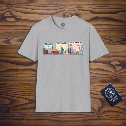 Travel. Explore. Discover. (Homepage Hero v1) T-Shirt