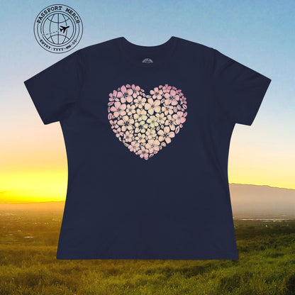 Hawaiian Plumeria Heart, Womens Fit T-Shirt