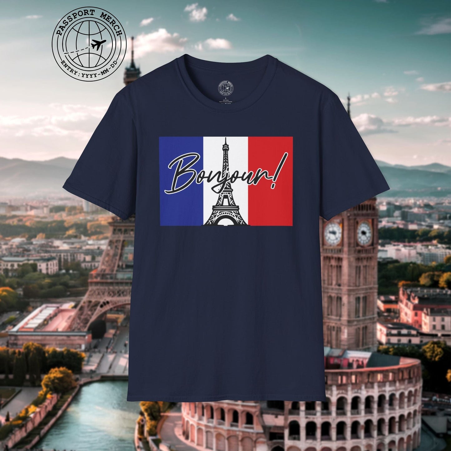 Bonjour Eiffel Tower Paris France T-Shirt