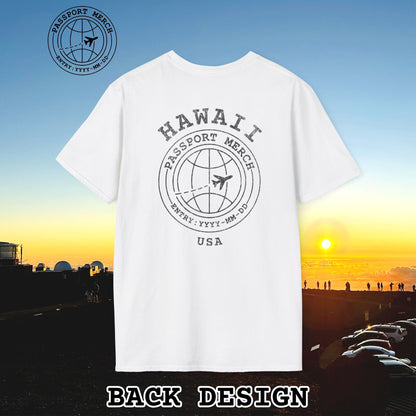 Brand Passport Stamp, Hawaii, Back Print T-Shirt