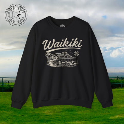 Monochrome Dreams of Waikiki, Hawaii Crewneck