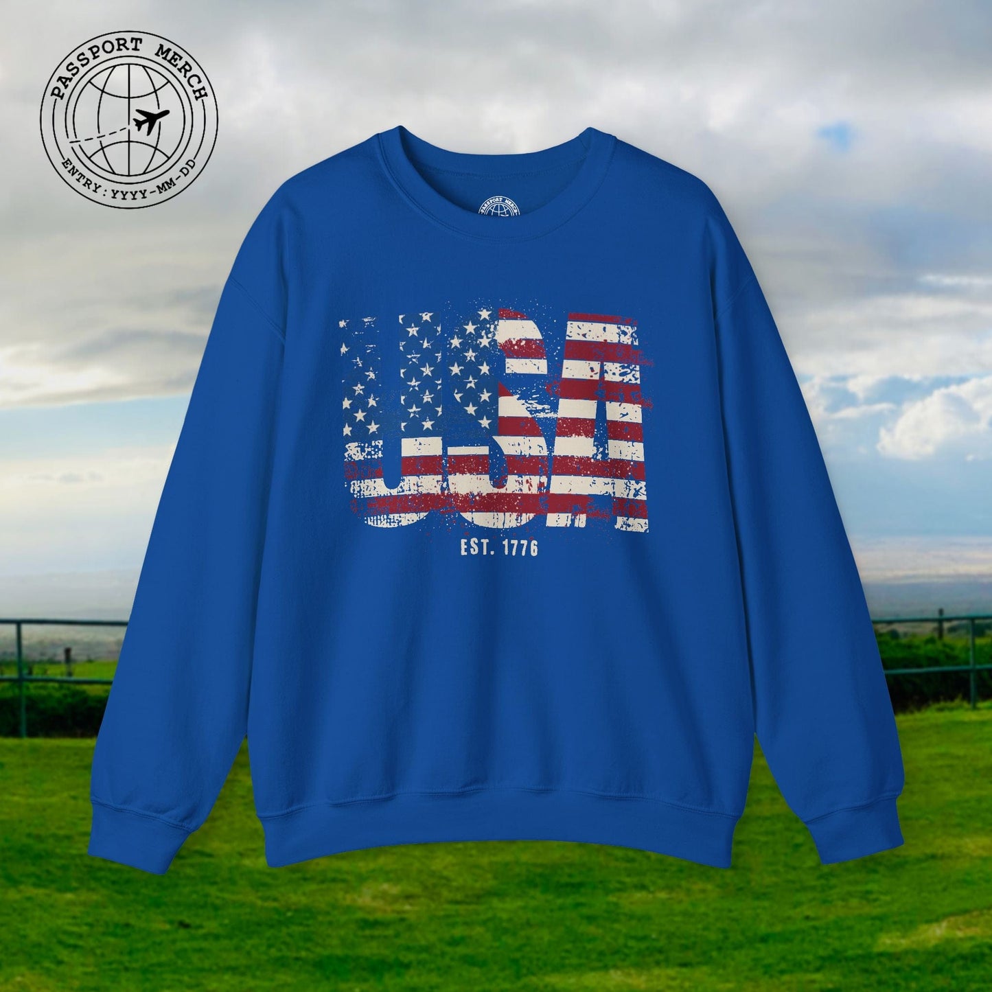 Vintage Distressed USA Letter Flag Crewneck