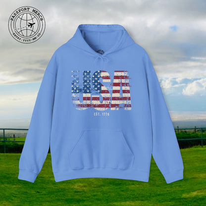 Vintage Distressed USA Letter Flag Hoodie