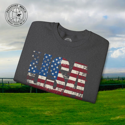 Vintage Distressed USA Letter Flag Crewneck