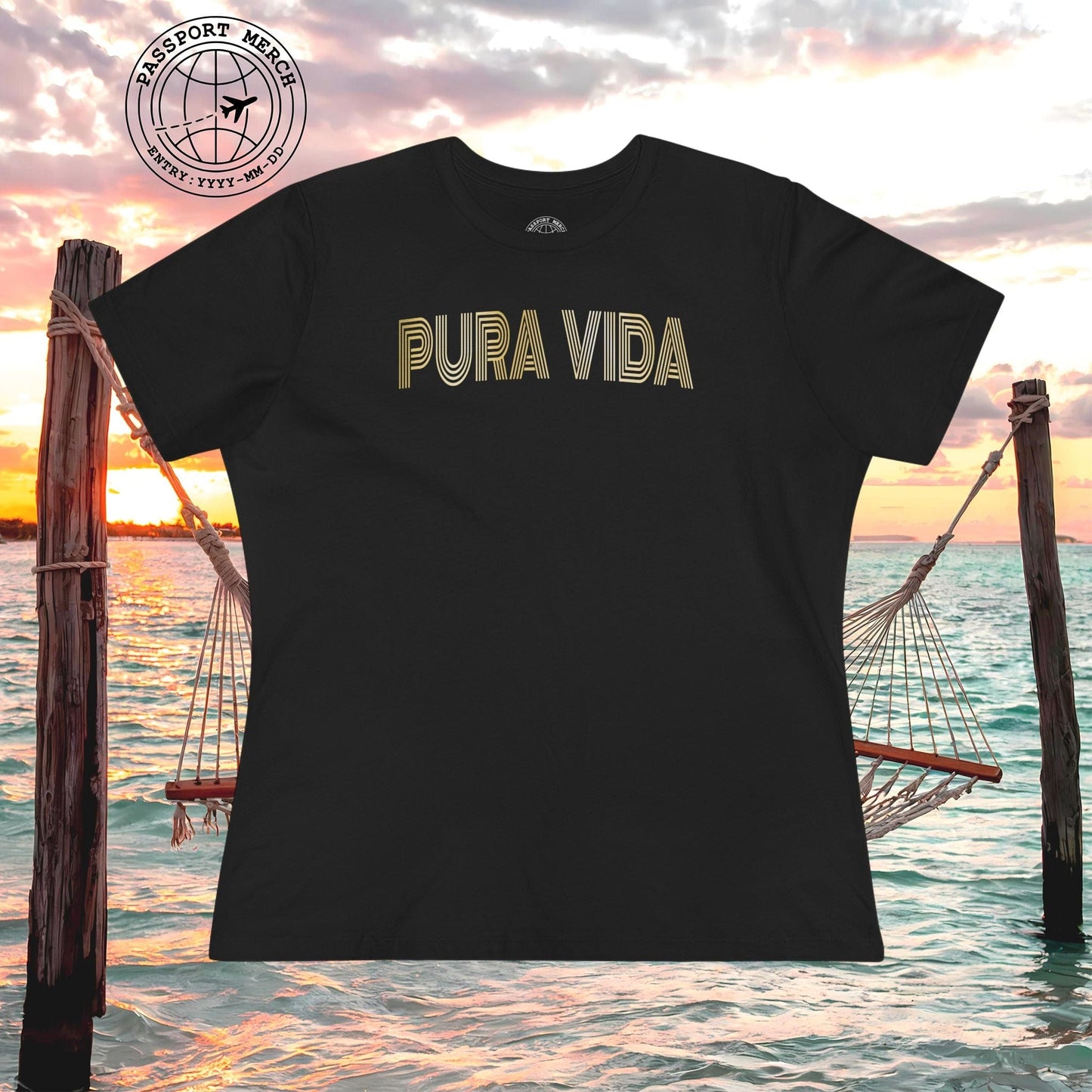 Retro Bling Pura Vida, Costa Rica, Womens Fit T-Shirt